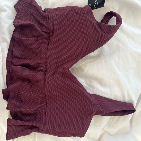 Spanx pique longline flounce swim top mulberry 1X - Picture 4 of 7